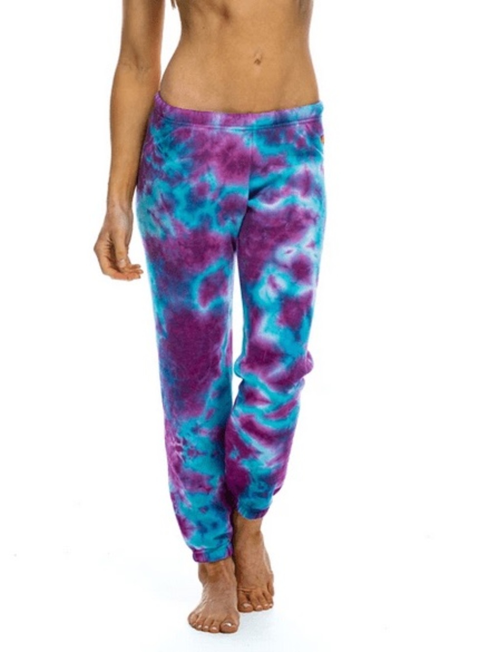Aviator Nation Tie-Dye Fleece Joggers in Purple & Teal